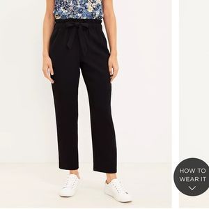 Petite Loft Tie Waist Tapered Black Pants